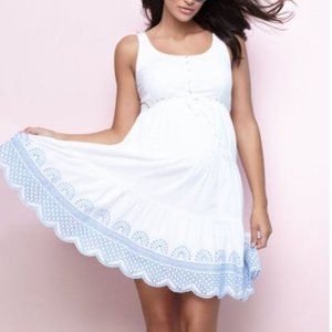 White cotton embroidered maternity sundress